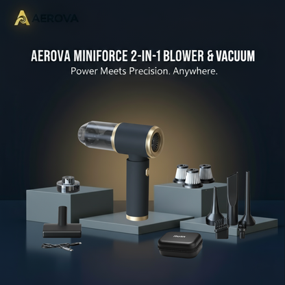 AEROVA 2-in-1 wireless car vacuum cleaner with 6 precision attachments, HEPA filters and storage case
